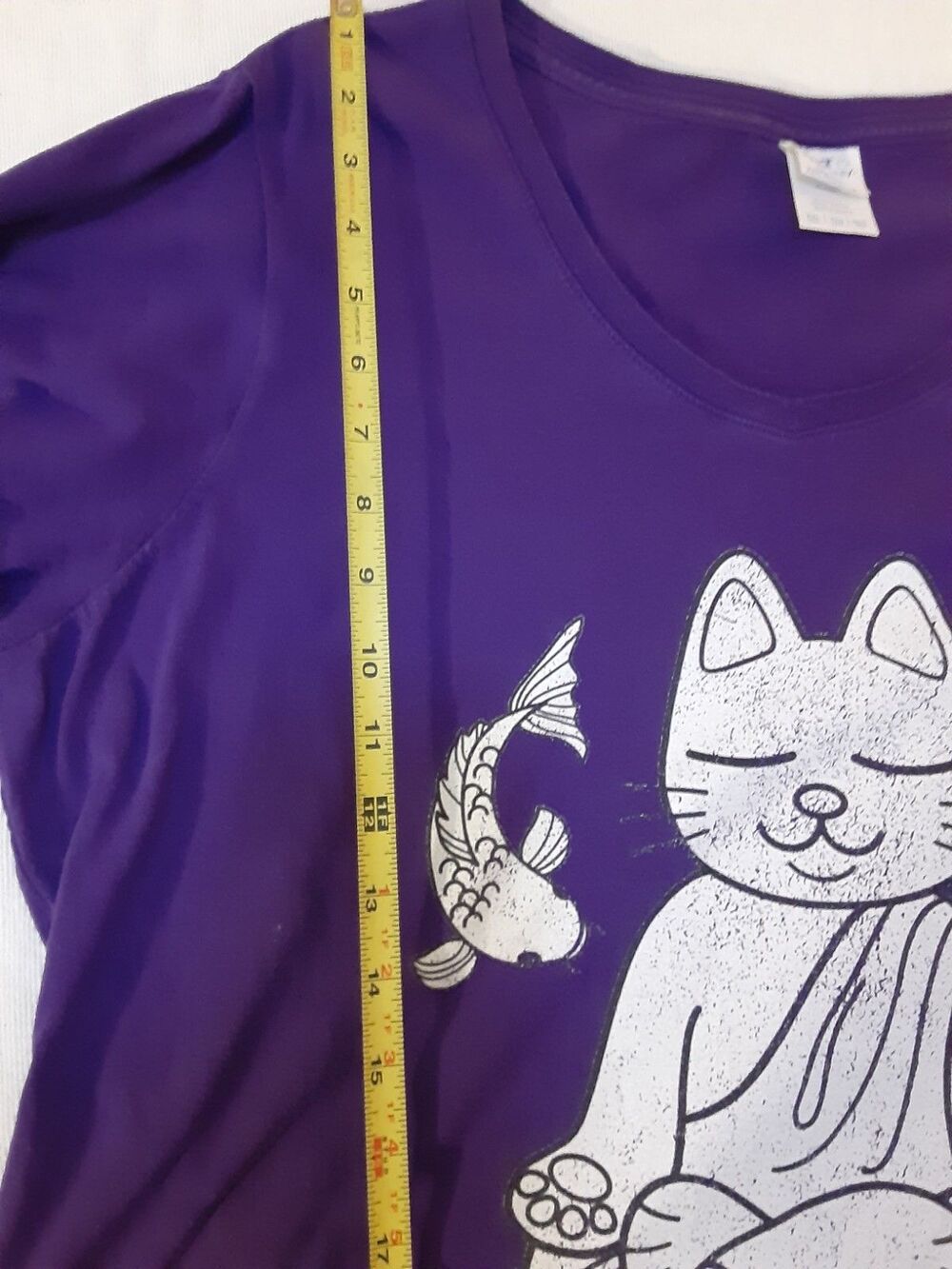 Zen AF Cat Meditating Yoga T-Shirt Purple Funny Graphic Tee Women's Size XXL - Picture 9 of 10